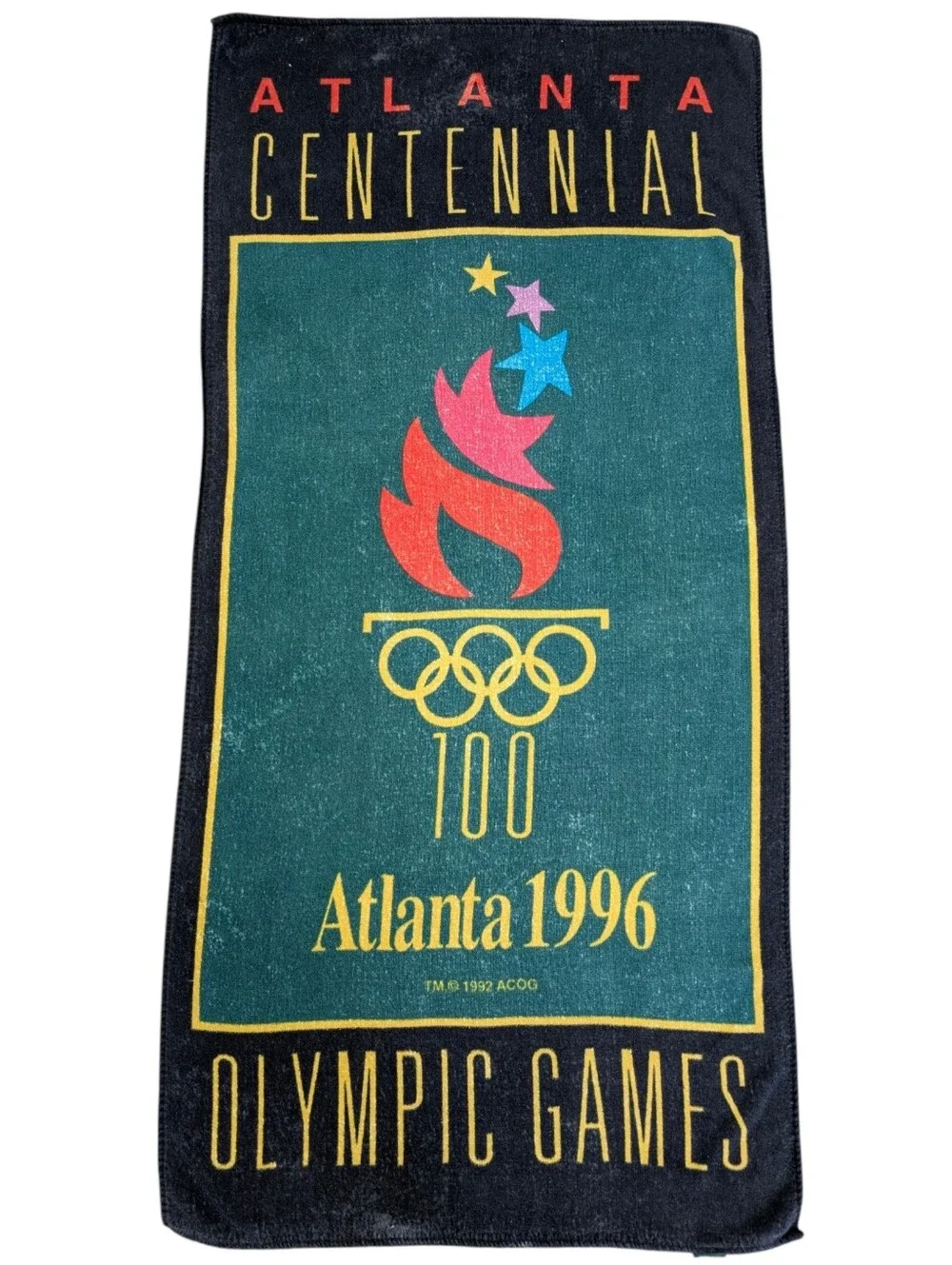 Vintage Cannon Atlanta 1996 Centennial Olympic Games Beach Towel - Black/Teal